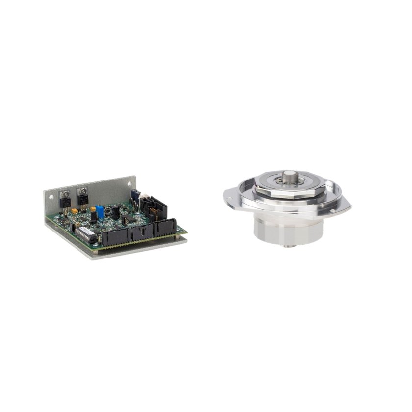 Air bearing polygon scanner on a white background