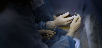 Close up of sterile surgery with medical instrument