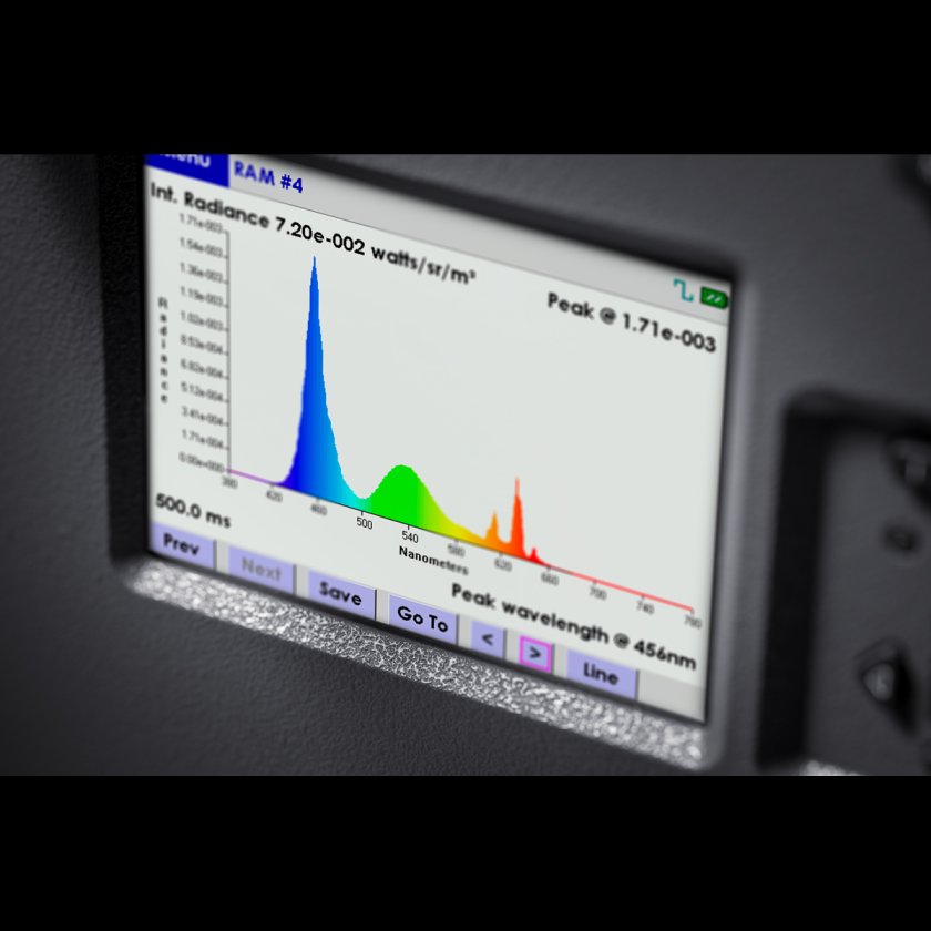 Novanta Photo Research SpectraScan PR 1050 screen closeup