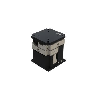 nPCube compact 3‑axis piezo stage on white background