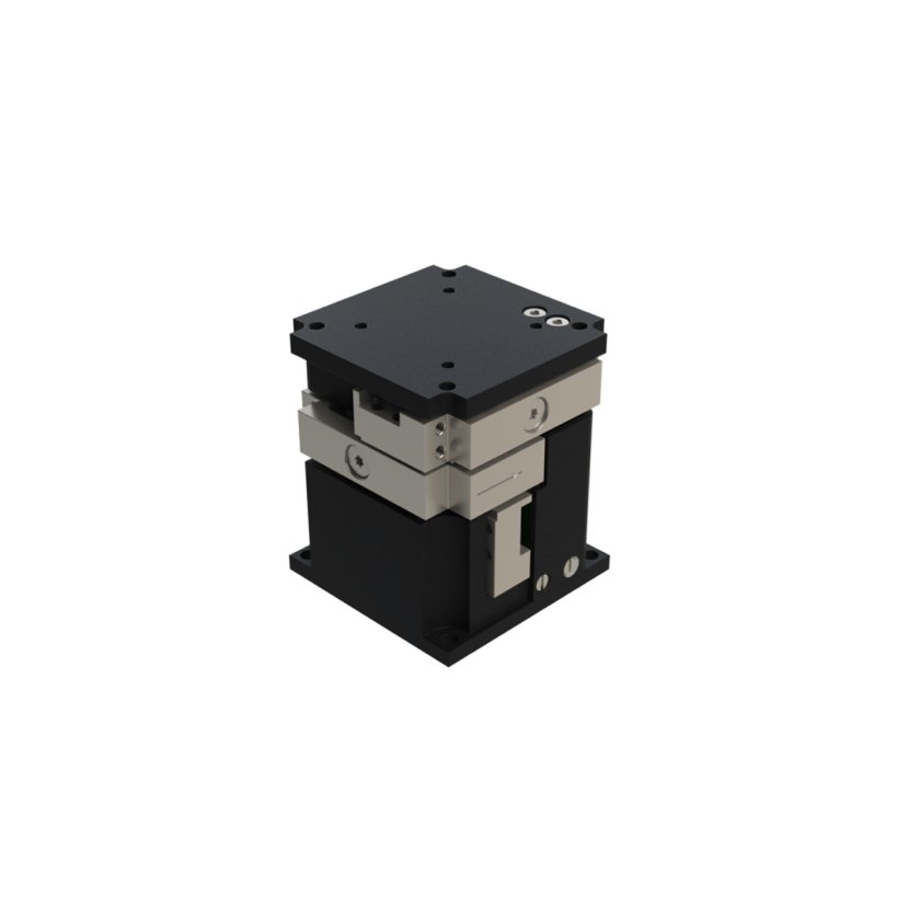 nPCube compact 3‑axis piezo stage on white background