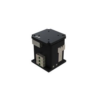 nPCube compact 3‑axis piezo stage on white background