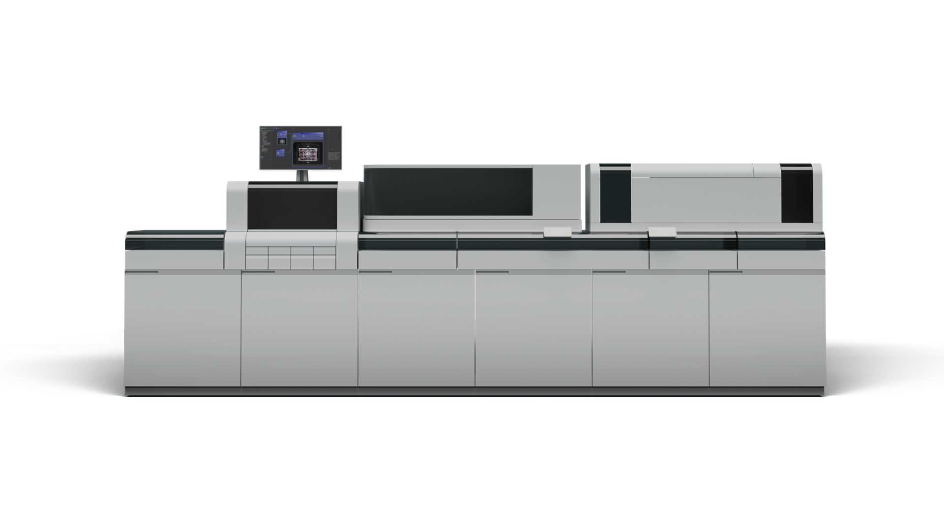 An IVD machine highlight Novanta's lab automation technology featured throughout, including machine vision, RFID modules, embedded touchscreens, motion stages, and machine vision software.