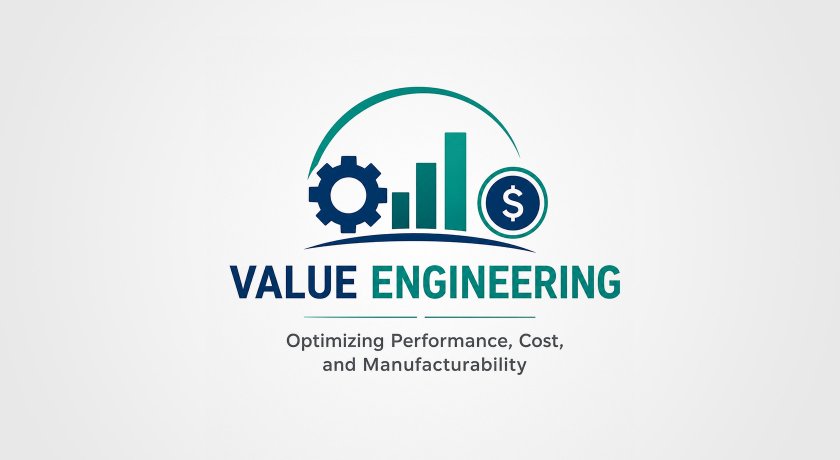 Value engineering, optimizing performance, cost and manufacturability graphic