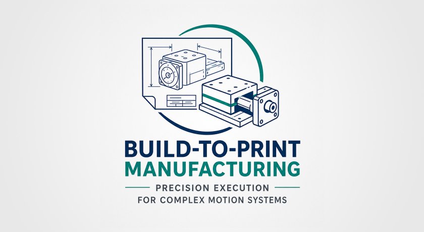 Build to print manufacturing, precision execution for complex motion systems graphic