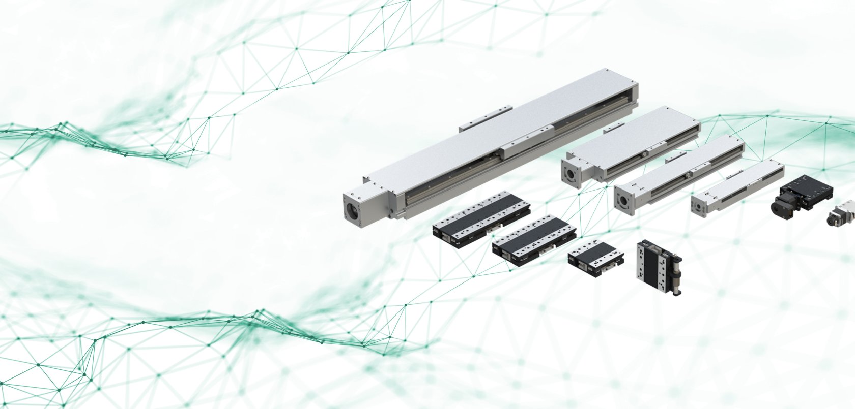 Linear stages product family shot on background design