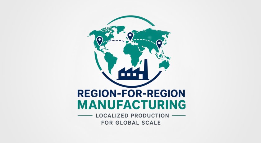 Region-for-region manufacturing, localized production for global scale graphic