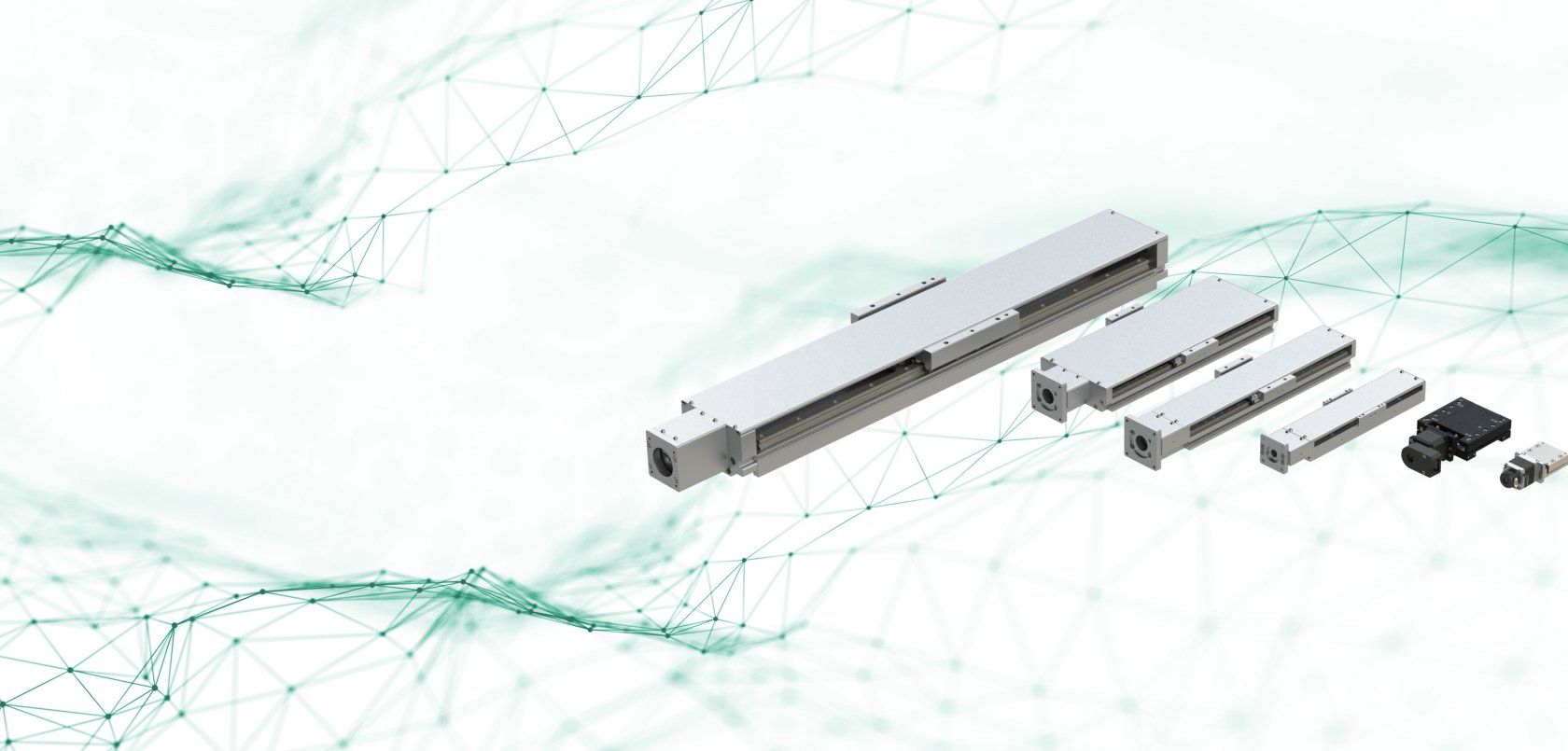 Screw driven linear stages product family shot on background design