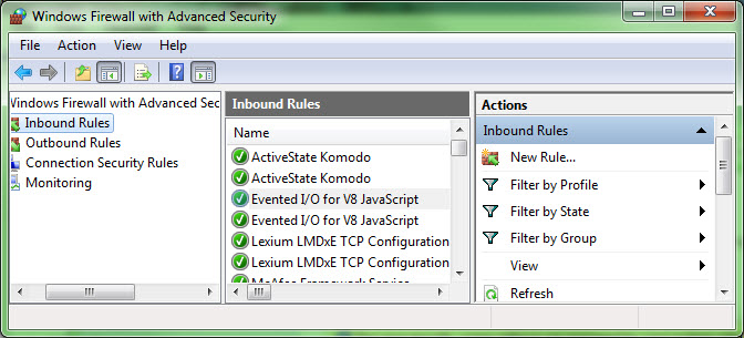 Windows Firewall Inbound Rules