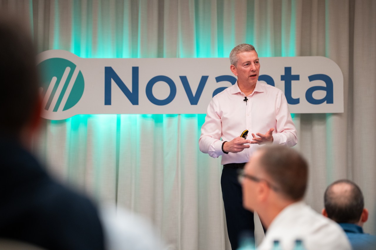 CEO, Matthijs Glastra on stage presenting